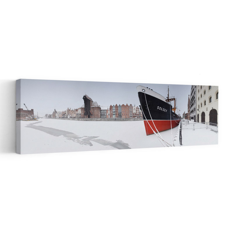 Frozen Ship Gdansk Winter by Karol Nienartowicz - Wrapped Canvas Panoramic Print, 50.8 cm H x 152.4 cm W