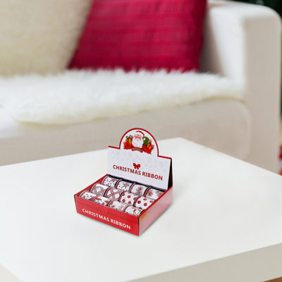 Assorted Red & White Ribbon (2.5" X 3 Y) (12/Pdq) - Set Of 12