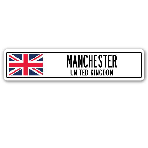 Panneau de signalisation en aluminium Manchester, Royaume-Uni, H 8 po x l 36 po x P 1 po