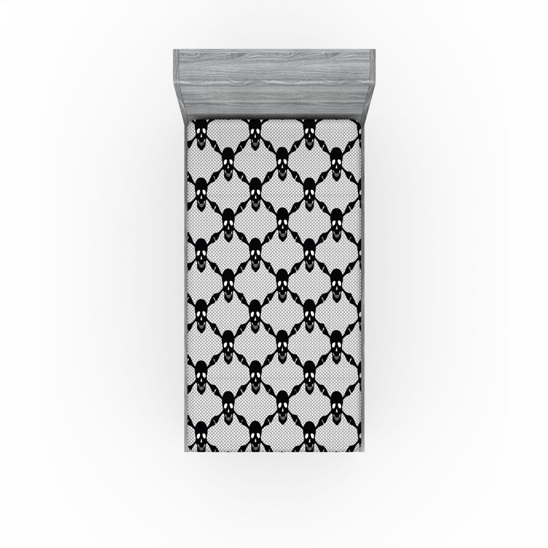 Drap-housse Ambesonne, paquet de 2, Drap-housse de taille simple, Géométrique noir / blanc