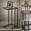 Tempered Glass C Shape Metal Side Table Black