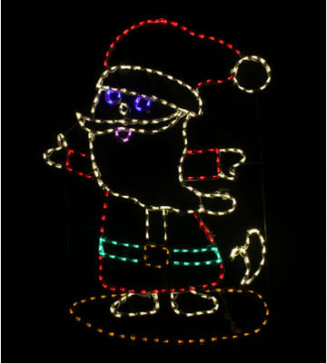 Jolly Santa on Surfboard Lighted Display