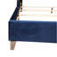 Élégant grand lit tapissier bleu marine