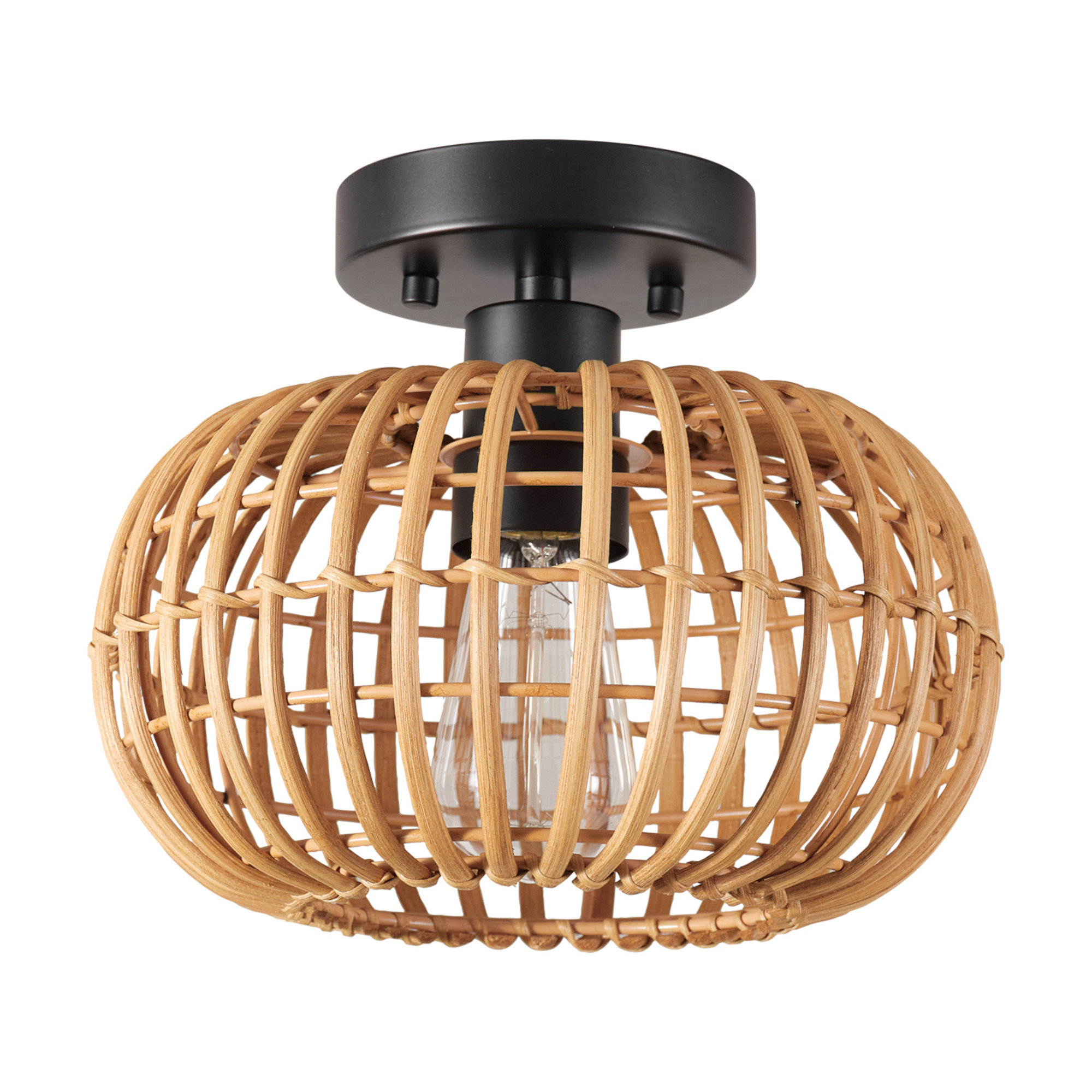Bay Isle Home™ Jariel 1-Light Black Flush Mount Ceiling Light With ...