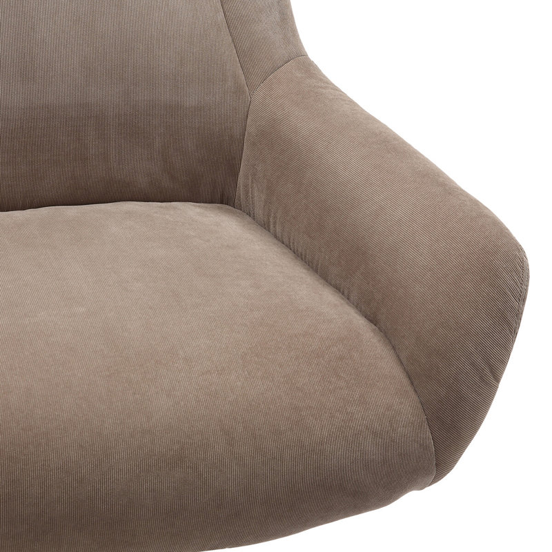 Tishkevich Upholstered Swivel Accent Chair with Footstool, Brown Corduroy