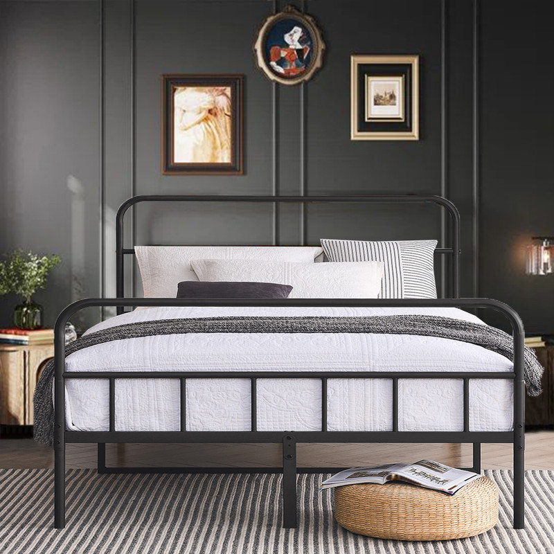 Latanja Metal Platform Bed Frame with Headboard, Queen