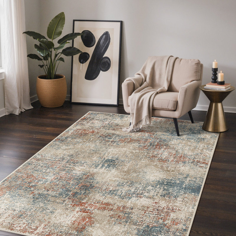 Abstract Machine Printed Area Rug, Rectangle 120 x 170 cm