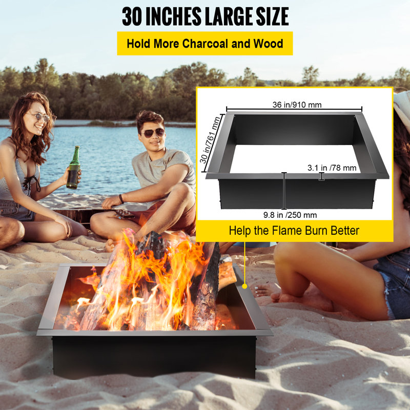 Black Steel Free-Standing Fire Pit Ring with Tongs