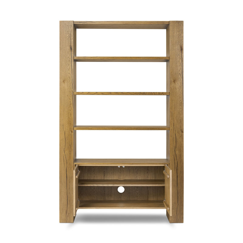 Fisher Bookcase-Smoked Black Veneer, Rustic Amber Oak Veneer