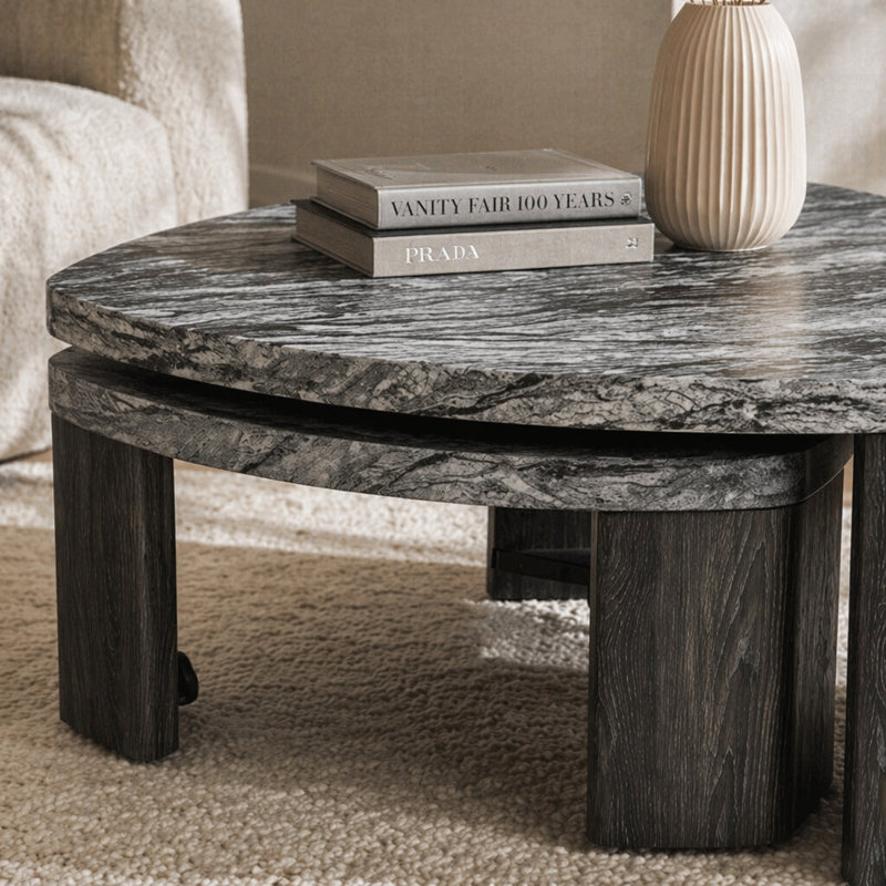 Ensemble de 2 tables basses gigognes Granite Grey