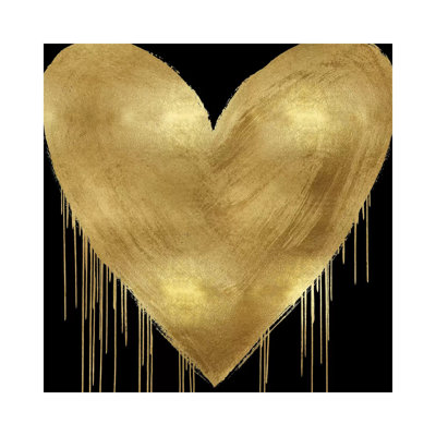 Big Hearted Gold On Black by Lindsay Rodgers - Wrapped Canvas Print