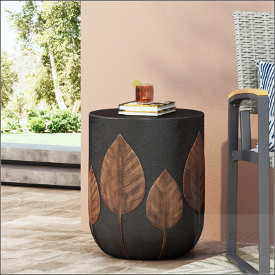 Leaf Pattern MGO Side Table with Copper Finish