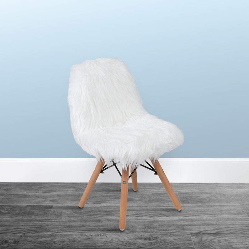 Ibhidh Kids Shaggy Dog Accent Chair - Desk Chair - Playroom Chair, White