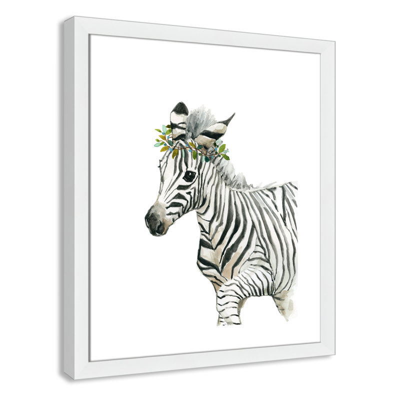 «Savannah Zebra», art encadré, H 26,5 po x l 22,5 po x P 0,625 po, Cadre blanc