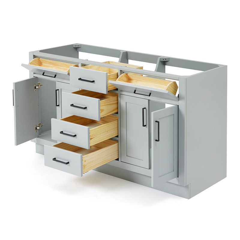 Base de meuble-lavabo double 60 po Osoria, Gris