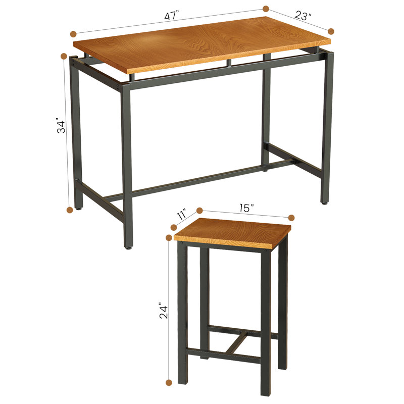 Charmaigne 5-Piece Modern Industrial Dining Set Bar Set | Compact Table & Stools with Space-Saving Design for Dining/Breakfast Nook