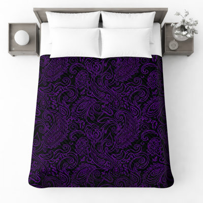 Couvre-lit matelassé à motif cachemire mauve