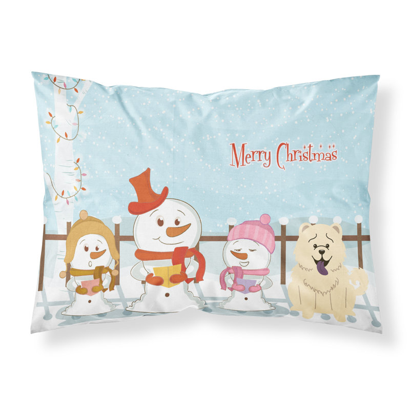 Taie d'oreiller Merry Christmas Merry Christmas, Chow-chow blanc et choristes