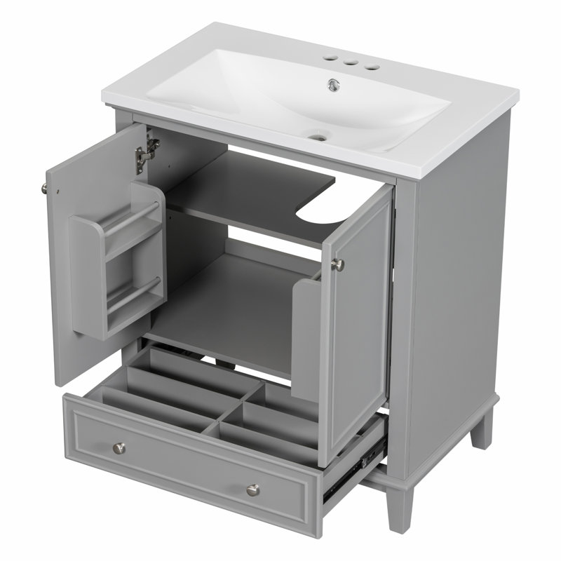 Meuble-lavabo 30 po avec lavabo, Gris, Argent argent
