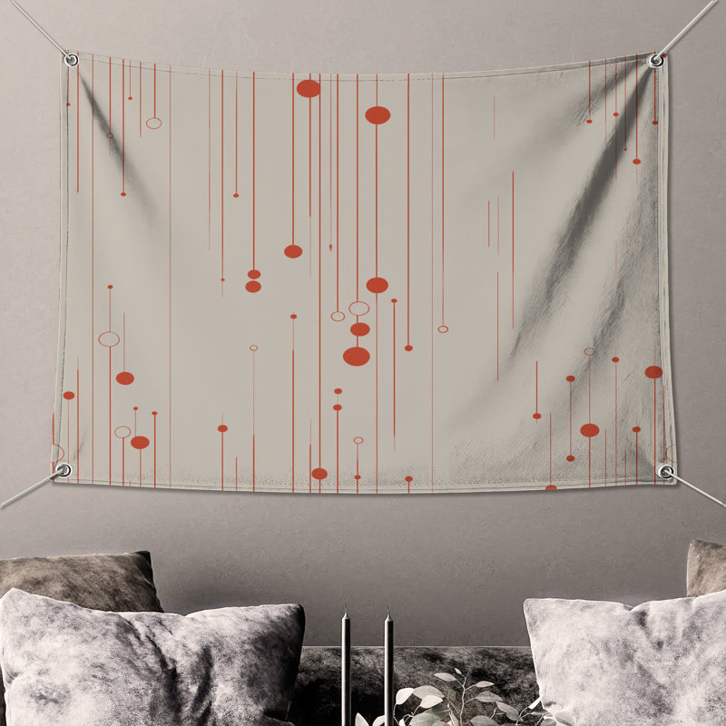 Tapisserie murale abstraite - art mural, H 68 po x l 80 po avec 4 œillets