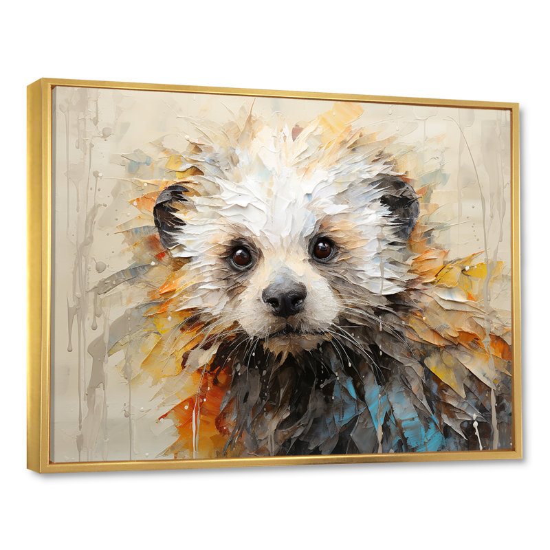 Loutre ludique - impressions sur toile, H 12 po x l 20 po x P 1 po, Cadre flottant doré