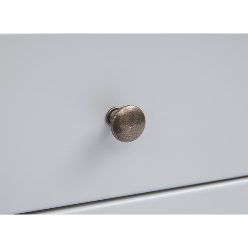 Tollison 90cm W 5 - Drawer Chest of Drawers, Grey/Antique Brass