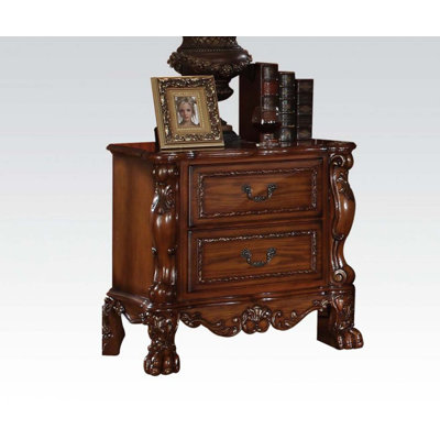 Traditional Luxury Nightstand With 2 Drawers Solid Hardwood Elegant Formal 1Pc