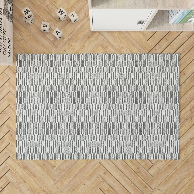 Stitch Patch Kids Play Mat, Rectangle 4' x 6', Ivory/Charcoal