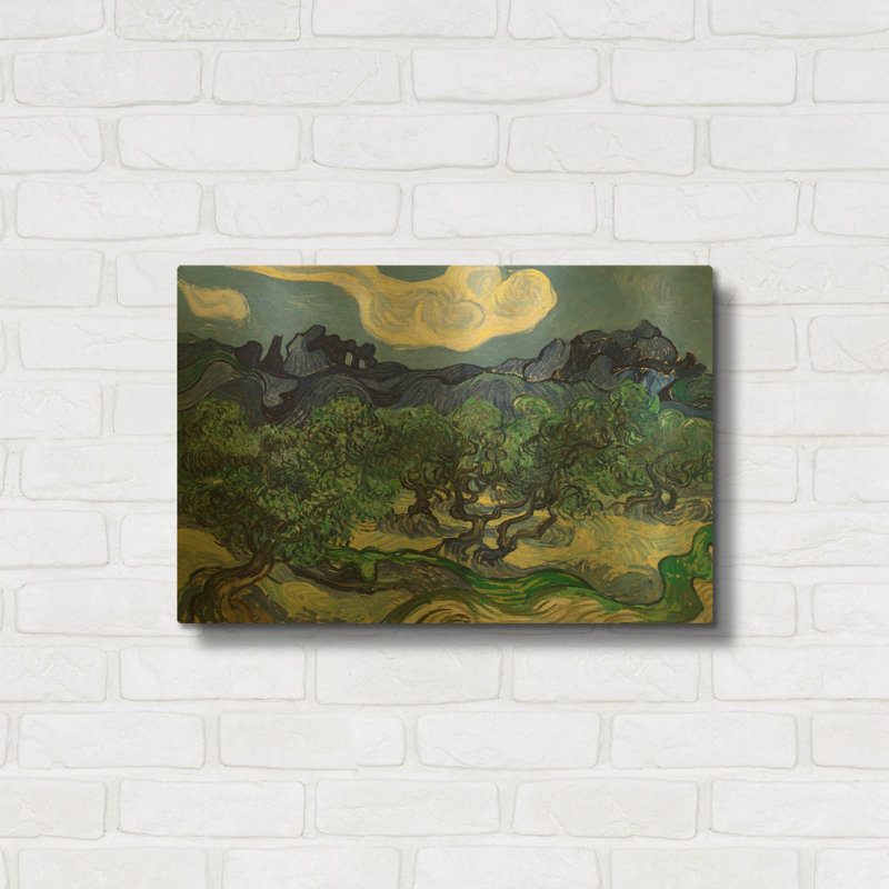 «The Olive Trees» par Vincent Van Gogh, art mural en métal doré, 24 po x 16 po, 24 po x 16 po