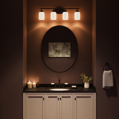 Reines Four-Light Bath Vanity with Opal Glass Shades