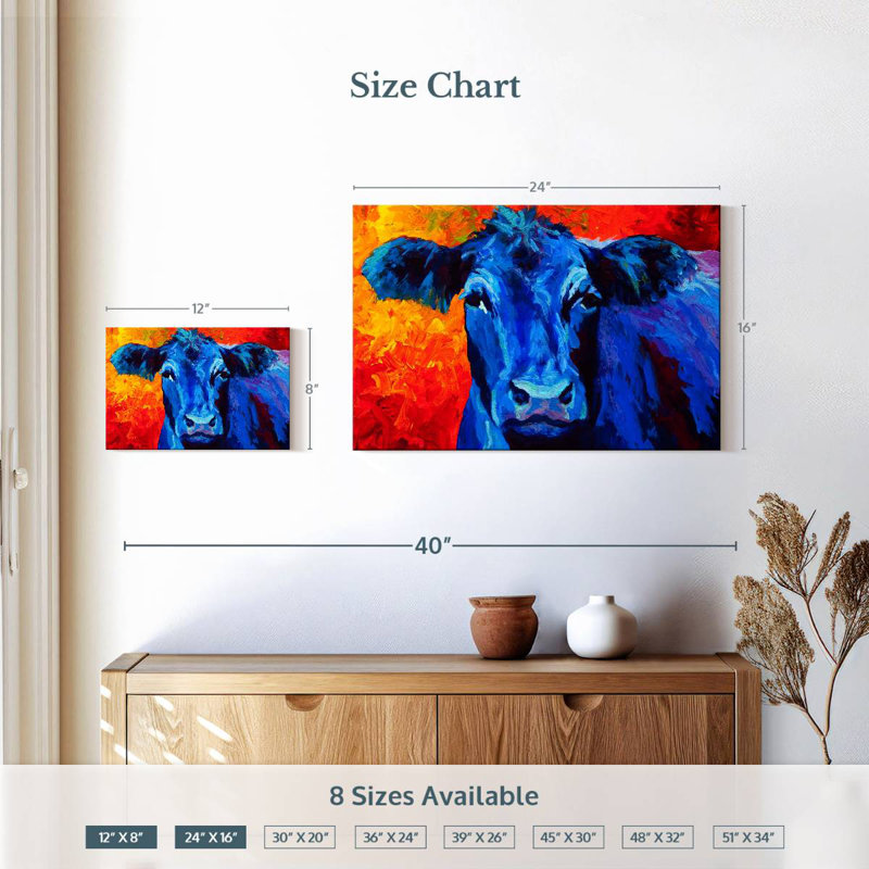 Brampt Blue Cow, 16" H x 24" W