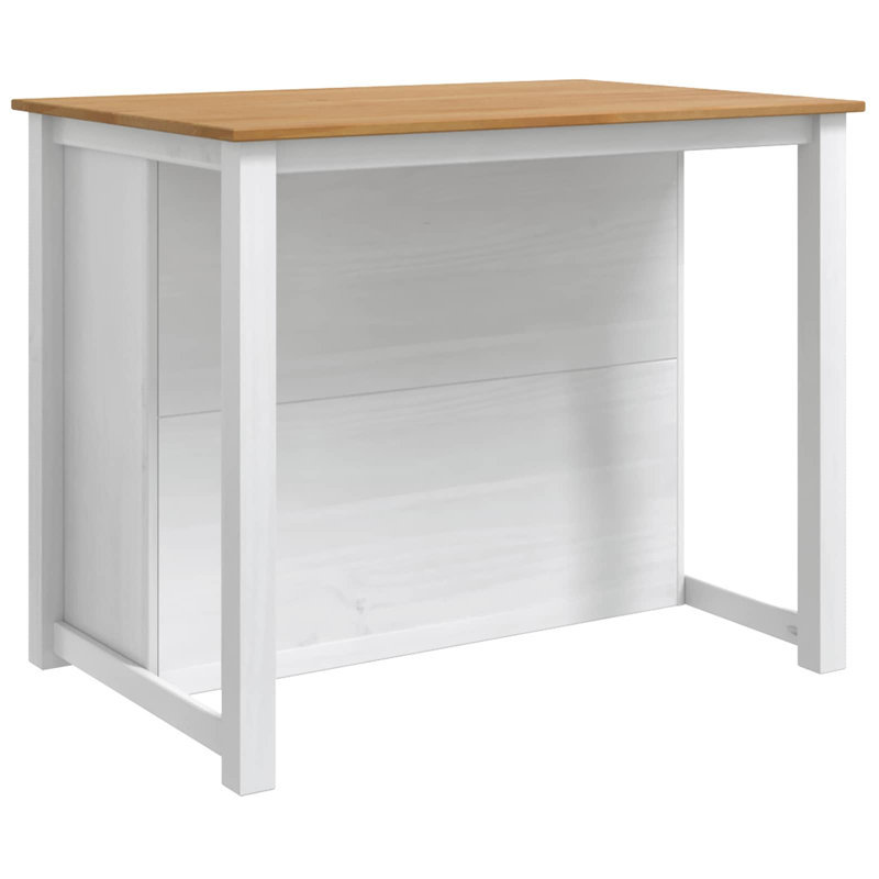 112 cm W Solid Wood Top Kitchen Island, White