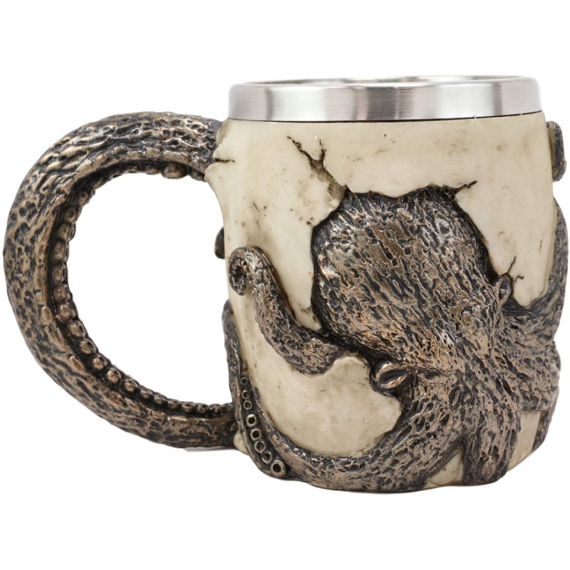 Grande tasse à café shipwrecked squelette cranium avec parasite octopus Macide