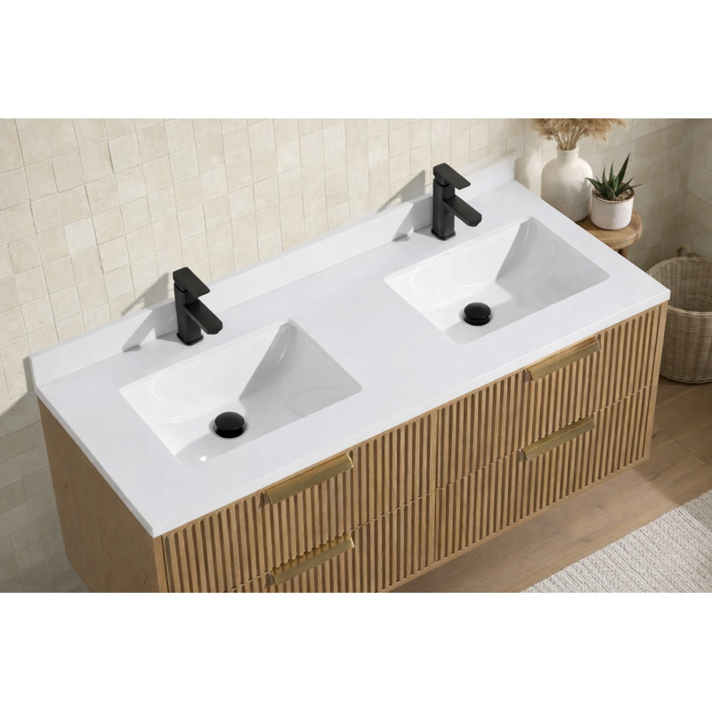 Meuble-lavabo double 60 po avec comptoir en quartz San Diego