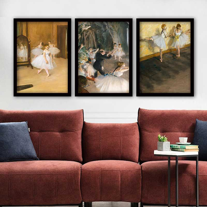 Superbe ensemble de peintures décoratives encadrées (3 pièces) de 21,7 po x 29,5 po chacune | Cadre 100% bois avec polystyrène de 0,8 pouce | Impression numérique UV | Parfait pour la décoration murale de salon, de bureau et de galerie