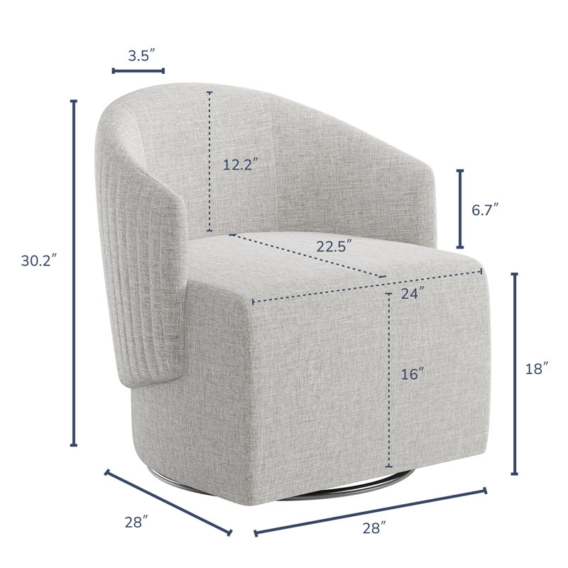 Fauteuil demi-tonneau pivotant Suhaylah, Polyester gris clair
