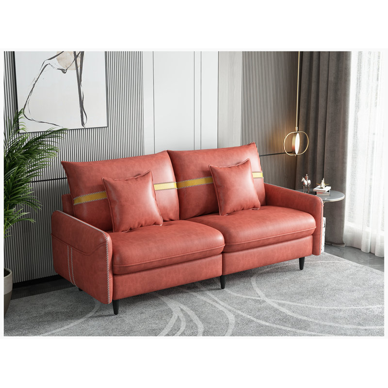 Causeuse à accoudoirs carrés 72,8 po Jersi, Orange