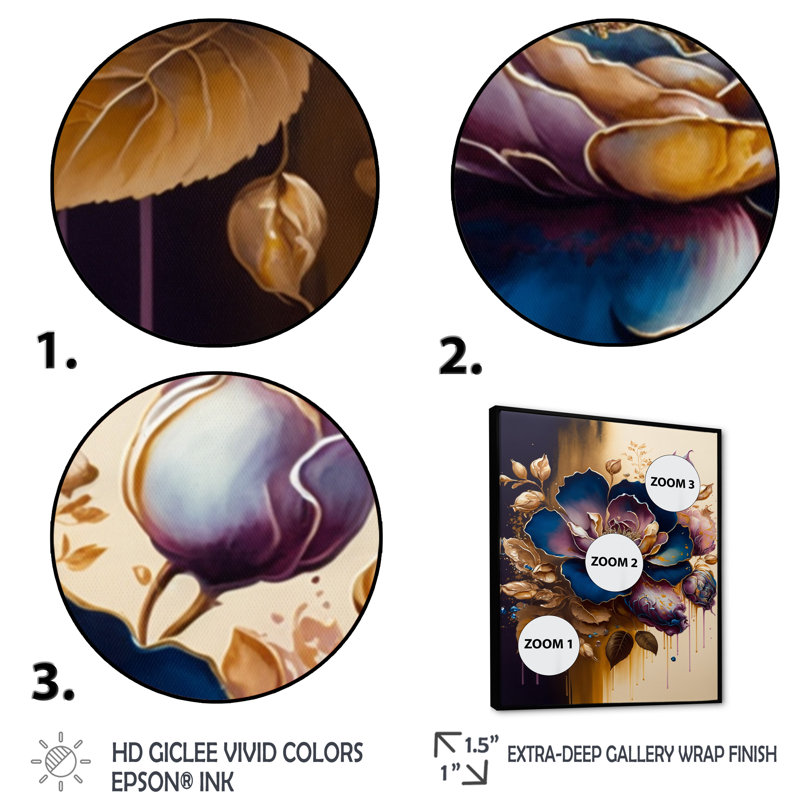 «Night Shade Rose IV», reproduction sur toile, H 20 po x l 12 po x P 1 po, Toile avec cadre flottant noir