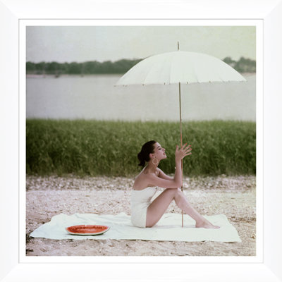" Glamour, "Barbara Mullen In A White Swimsuit," Frances McLaughlin-Gill, July 1, 1954 "