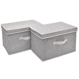 Set of 2 Storage Fabric Boxes with Lids