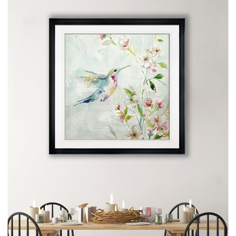 Colibri III - Estampe d'histoire naturelle, encadrée sous verre acrylique, décoration murale pour bureau ou salon