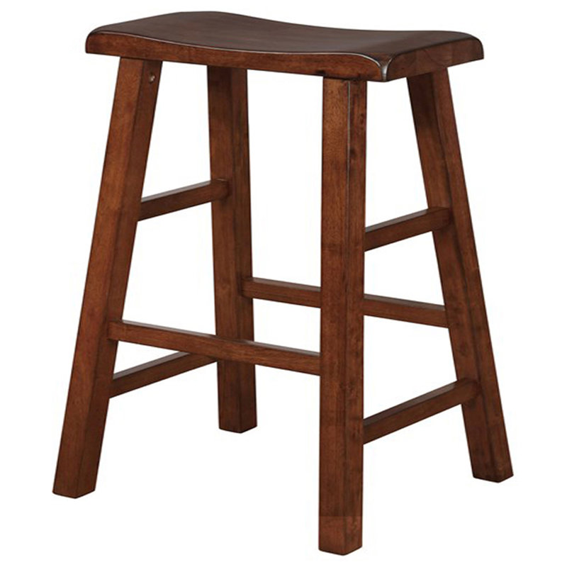 Tabouret de bar et de comptoir en bois massif massif Messer, 24 po, noyer (ensemble de 2), Noyer, 2