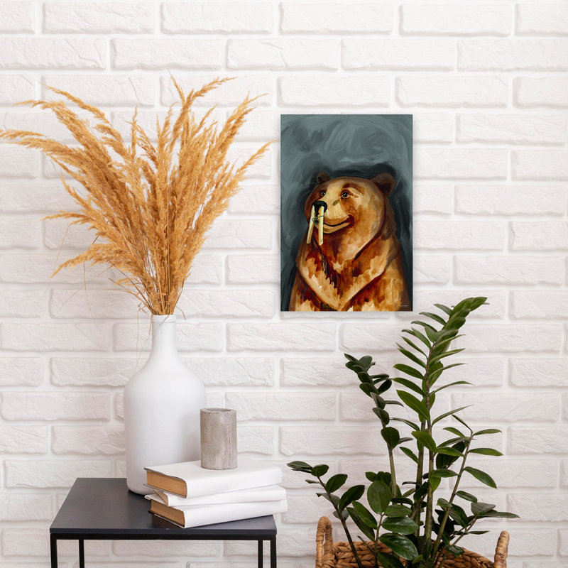 Art mural abstrait contemporain Stinky Bear, H 18 po x l 12 po