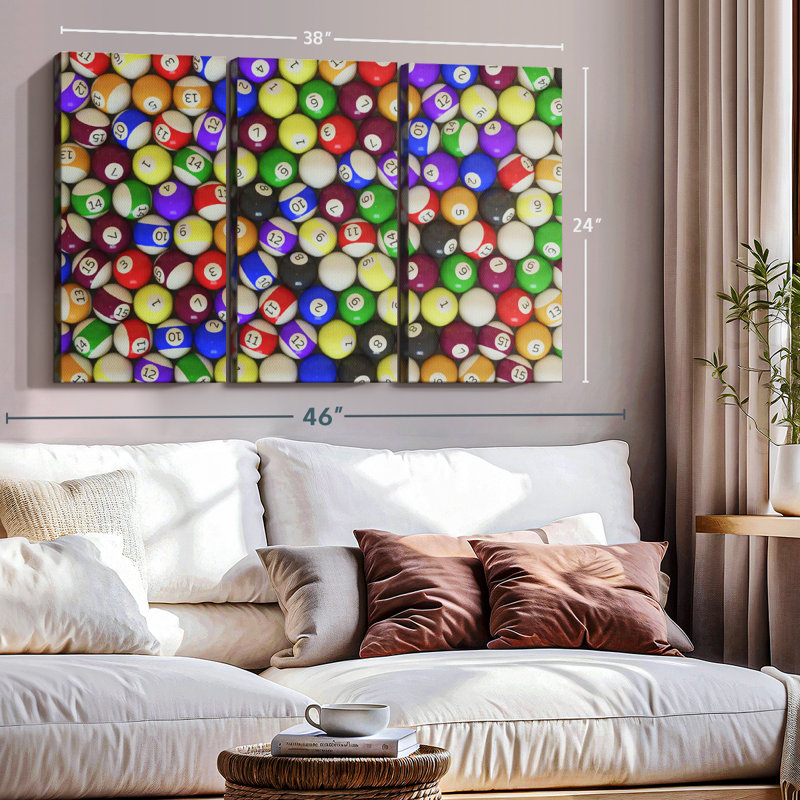 «Billiard Collection», 3 pièces sur toile, H 20 po x l 33 po x P 1,25 po