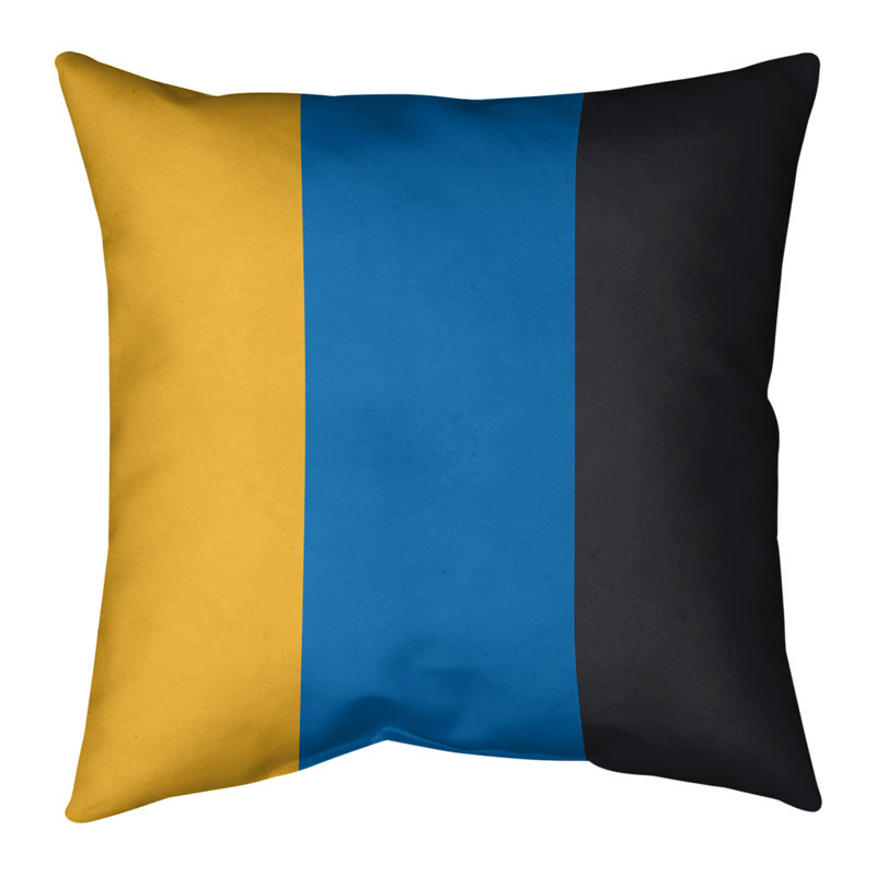 Coussin Golden State, 26 po x 26 po, Or / bleu royal / noir