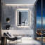 Miroir de salle de bain / meuble-lavabo à DEL avec affichage de l'heure et de la date Bluetooth-1093553453