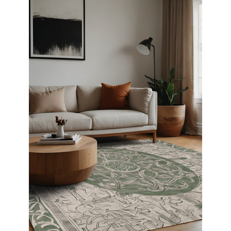 Tapis beige lavable à la machine, Carré 3 pi