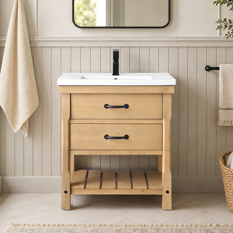 Barron 30'' Freestanding Single Bathroom Vanity with Ceramic Top