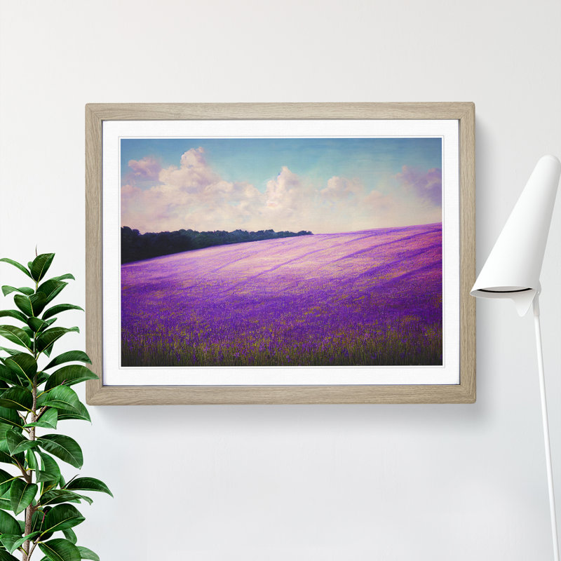 Dynamic Bluebell Field - Single Picture Frame Painting, 46cm H x 64cm W x 2cm D, Oak