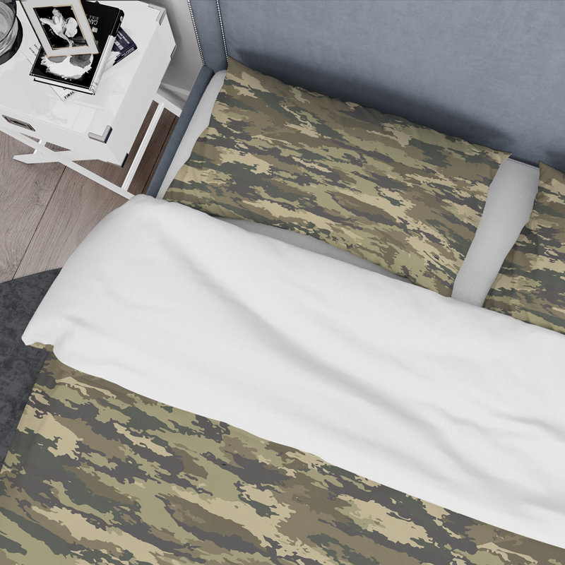Ensemble de housse de couette Abstract - Microfibre de polyester, Camouflage vert désert